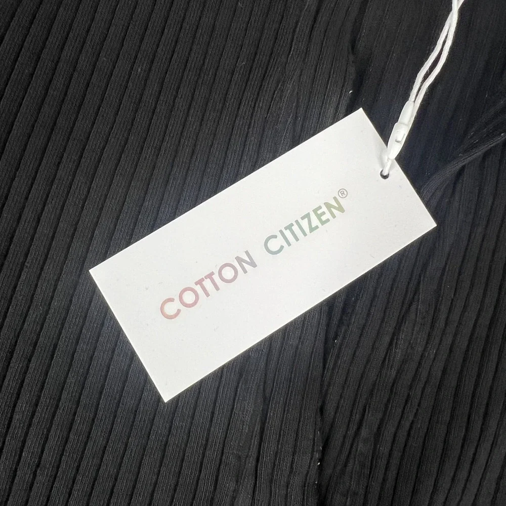 Cotton Citizen Dress Womens Small Black Ibiza SS Polo Ribbed Stretch Made USA